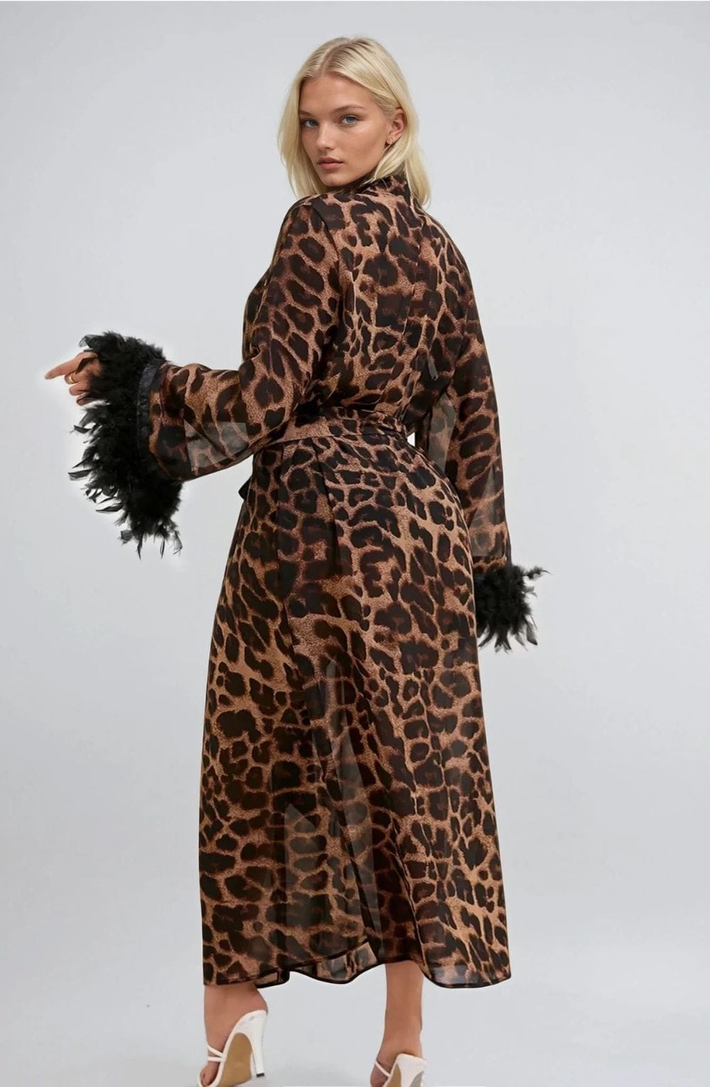 YesX Leopard Print Sheer Robe