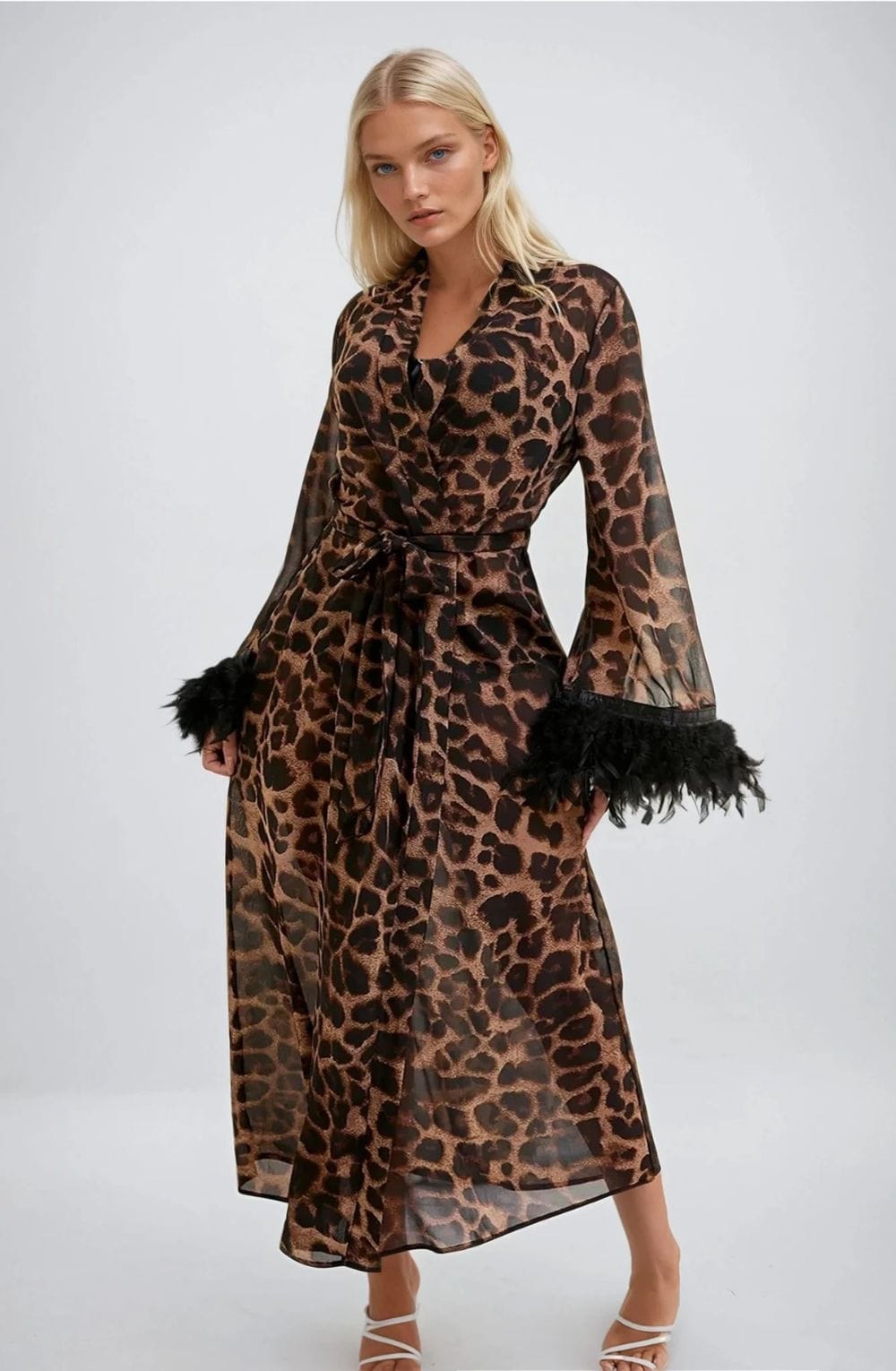 YesX Leopard Print Sheer Robe
