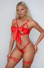 YesX Bow Bra Lingerie Set Red
