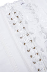 YesX Brocade Corset Satin Trim Lace-Up Back White