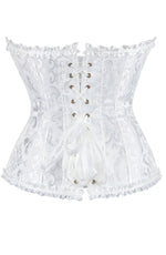 YesX Brocade Corset Satin Trim Lace-Up Back White