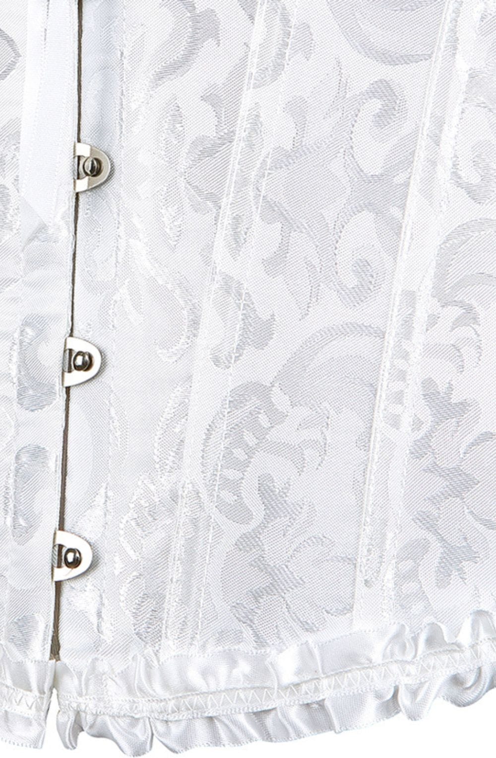 YesX Brocade Corset Satin Trim Lace-Up Back White