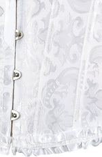 YesX Brocade Corset Satin Trim Lace-Up Back White