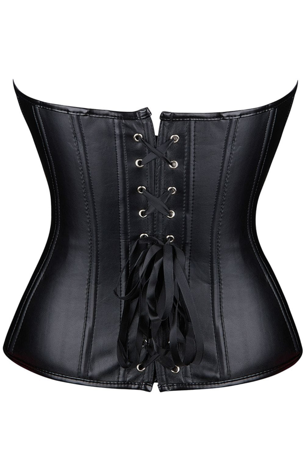YesX Leather-Look Zip-Up Corset Adjustable Lace-Up Back Up to 4XL Black