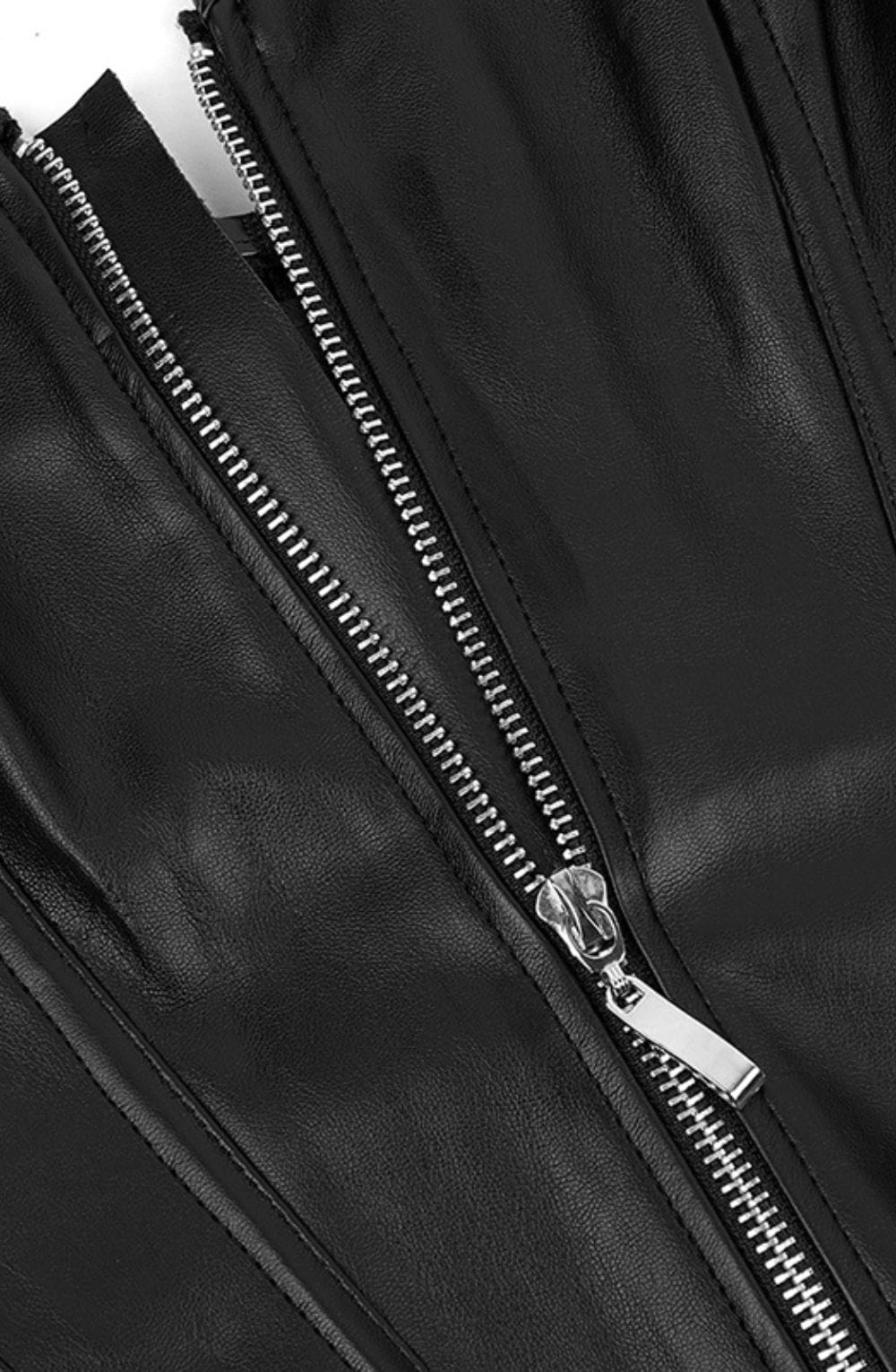 YesX Leather-Look Zip-Up Corset Adjustable Lace-Up Back Up to 4XL Black