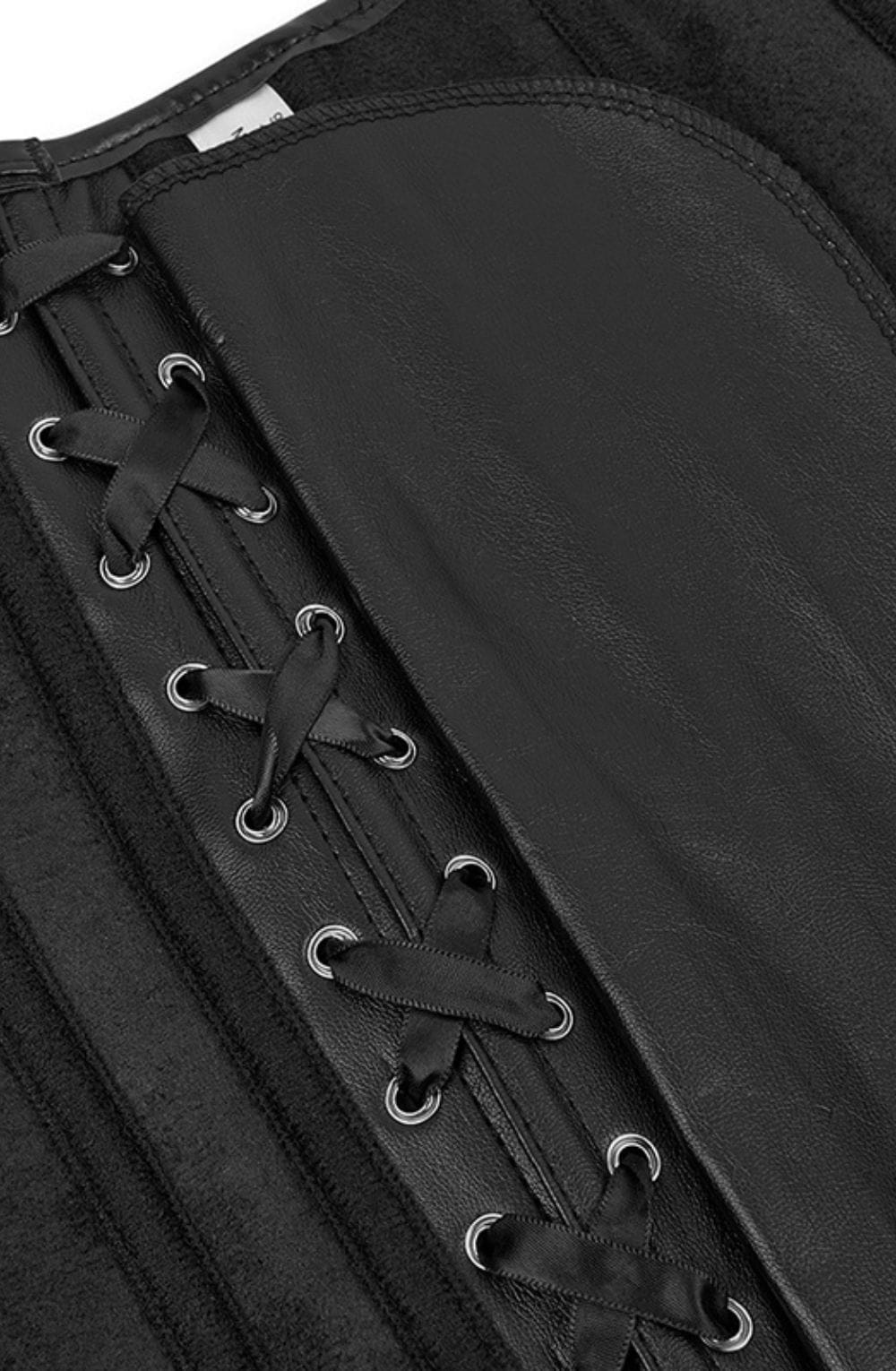 YesX Leather-Look Zip-Up Corset Adjustable Lace-Up Back Up to 4XL Black