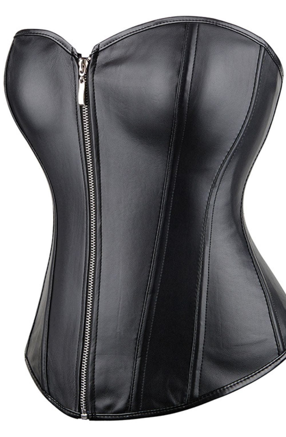 YesX Leather-Look Zip-Up Corset Adjustable Lace-Up Back Up to 4XL Black