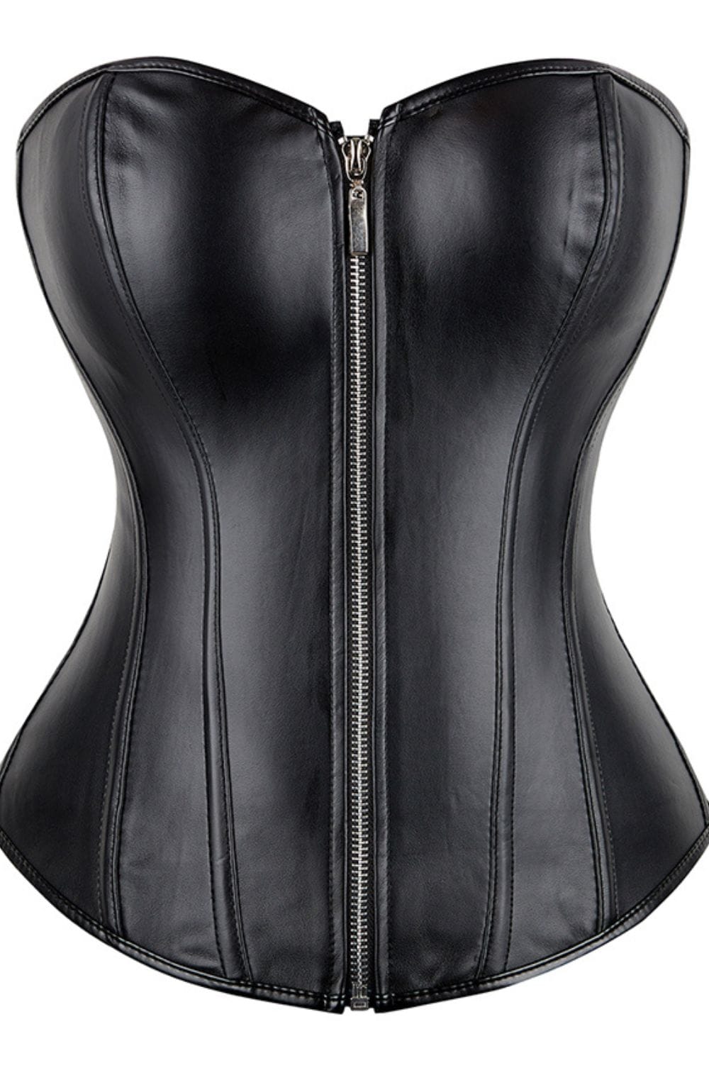 YesX Leather-Look Zip-Up Corset Adjustable Lace-Up Back Up to 4XL Black