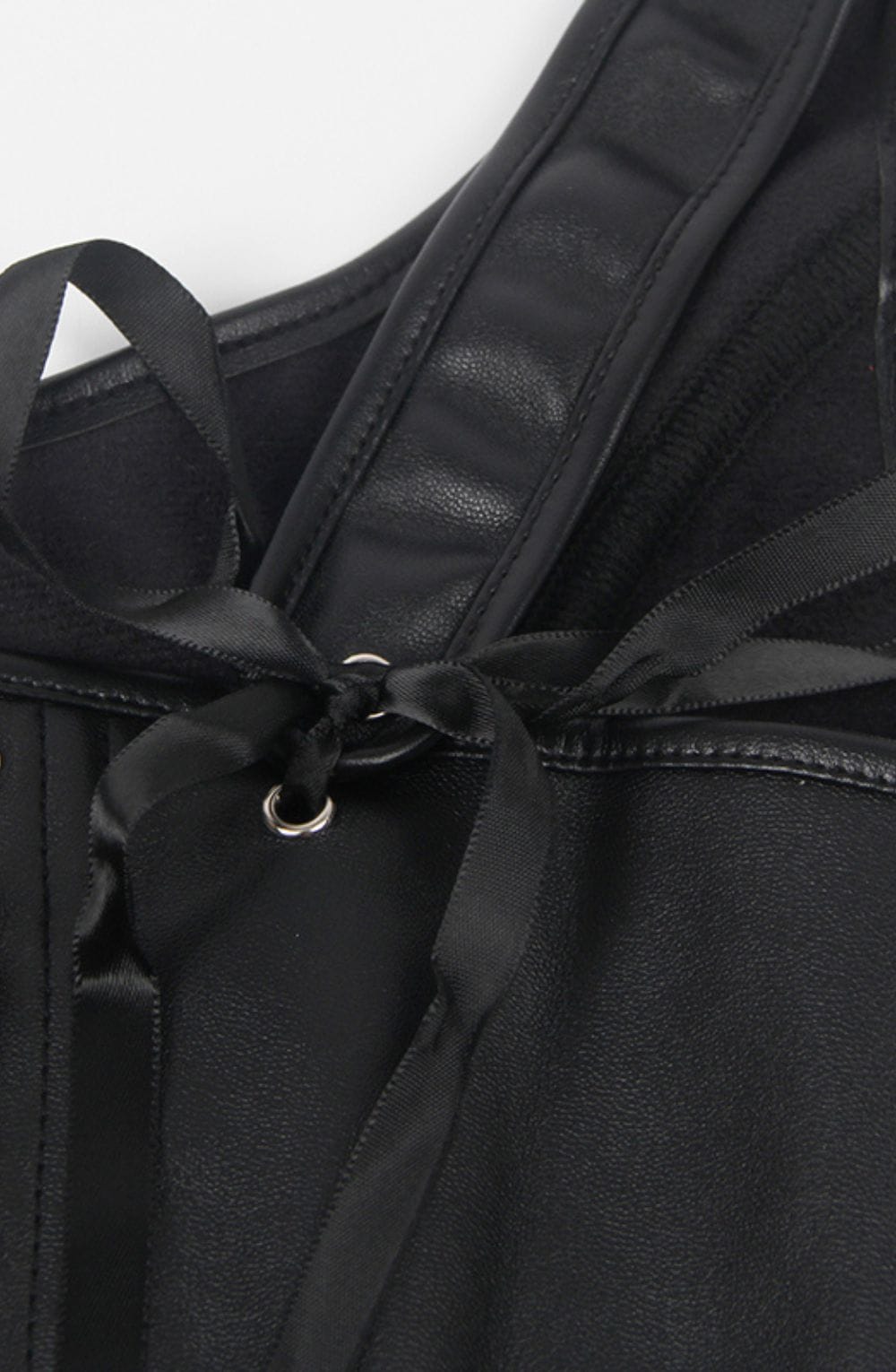 YesX Leather-Look Corset-Inspired Crop Top Black Up to 6XL