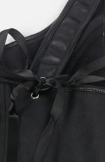 YesX Leather-Look Corset-Inspired Crop Top Black Up to 6XL