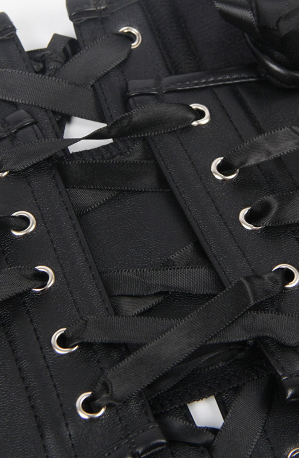 YesX Leather-Look Corset-Inspired Crop Top Black Up to 6XL