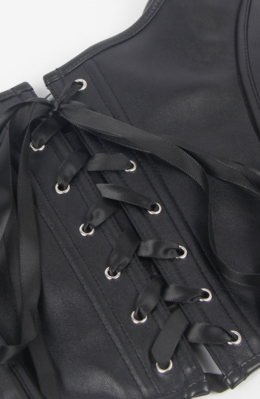 YesX Leather-Look Corset-Inspired Crop Top Black Up to 6XL