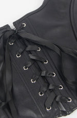 YesX Leather-Look Corset-Inspired Crop Top Black Up to 6XL