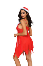 YesX 3 Piece Red/White Hat, Babydoll & Thong