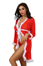 YesX Santa Theme Red/White Gown & Thong