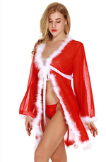 YesX Santa Theme Red/White Gown & Thong