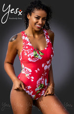 YesX One Piece Swimsuit Pink Floral