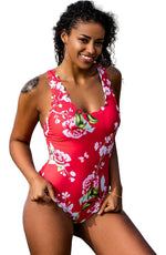 YesX One Piece Swimsuit Pink Floral