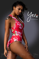 YesX One Piece Swimsuit Pink Floral