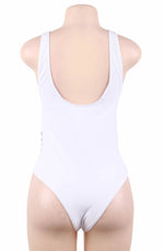 YesX One Piece Cut Out Swimsuit White & Black Detail