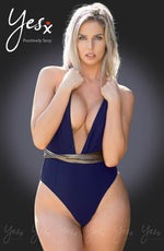 YesX One Piece Swimsuit Navy & Gold Detail