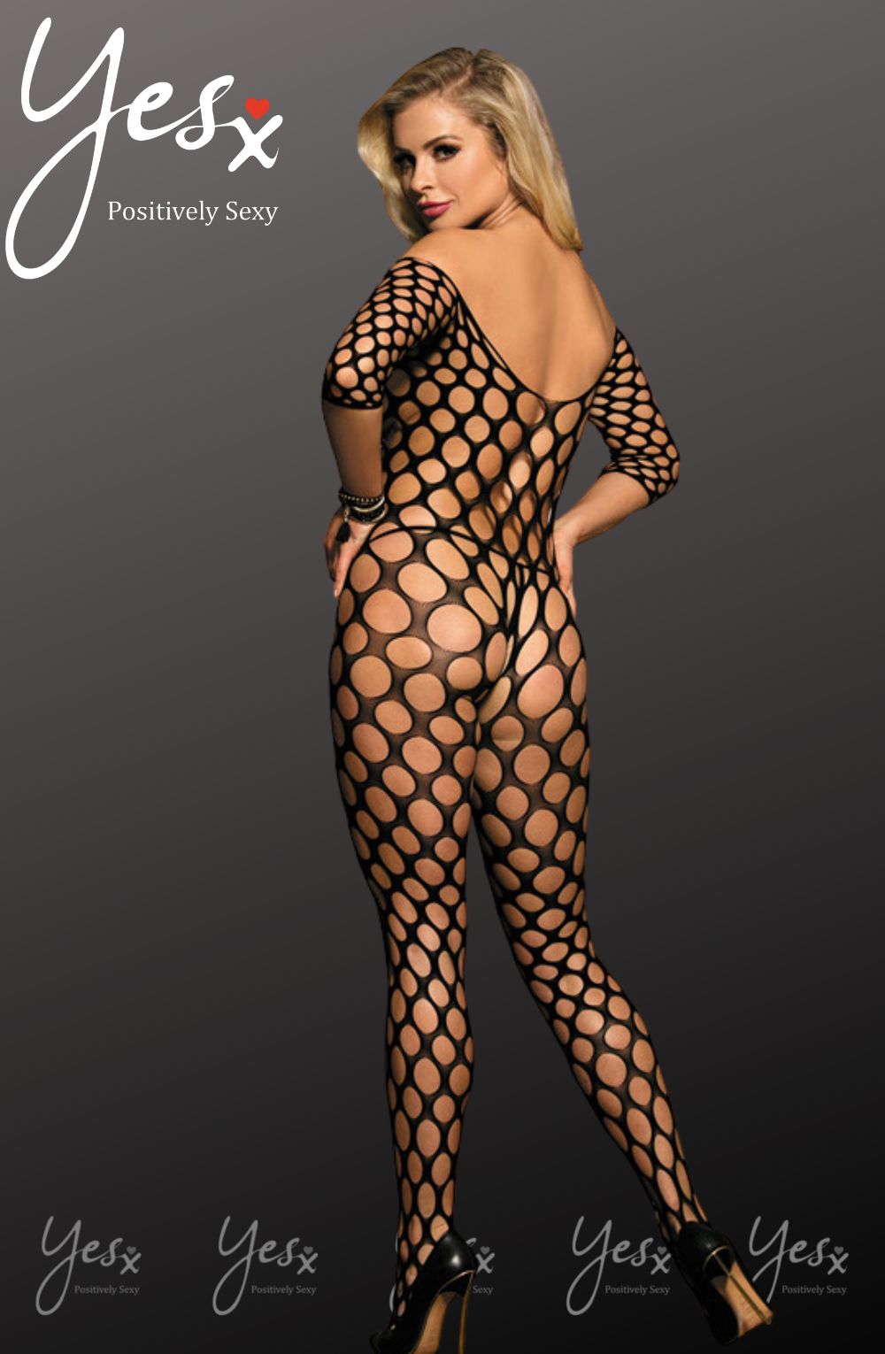 YesX Holey Bodystocking Black One Size