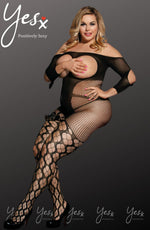 YesX Plus Size Bodystocking up to 5XL Black