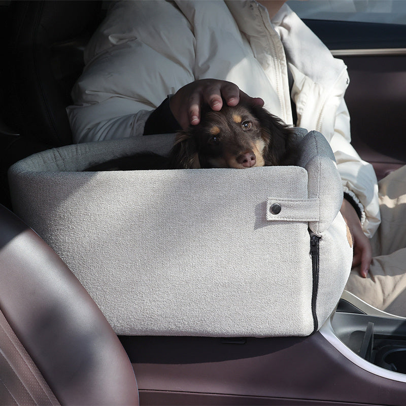Car Central Dog Car Seat Bed 44.5cm - Portable Pet Carrier for Small Dogs & Cats Beige Average Size