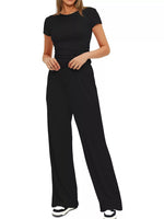 Round Neck Short Sleeve T-Shirt and Pants Two-piece Loungewear Set