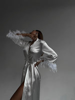 AFFECTION Luxurious White Satin Bridal Robe