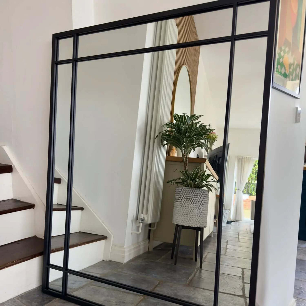 Aimi - Black Metal Rectangle Window Mirror - 95cm x 120cm.