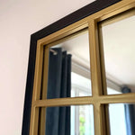 Aimi - Full Length Black & Gold Metal Rectangle Window Mirror - 180cm x 105cm.