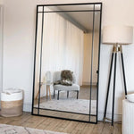 Aimi - Full Length Black Metal Rectangle Window Mirror - 180cm x 105cm.