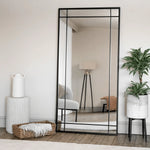 Aimi - Full Length Black Metal Rectangle Window Mirror - 180cm x 90cm