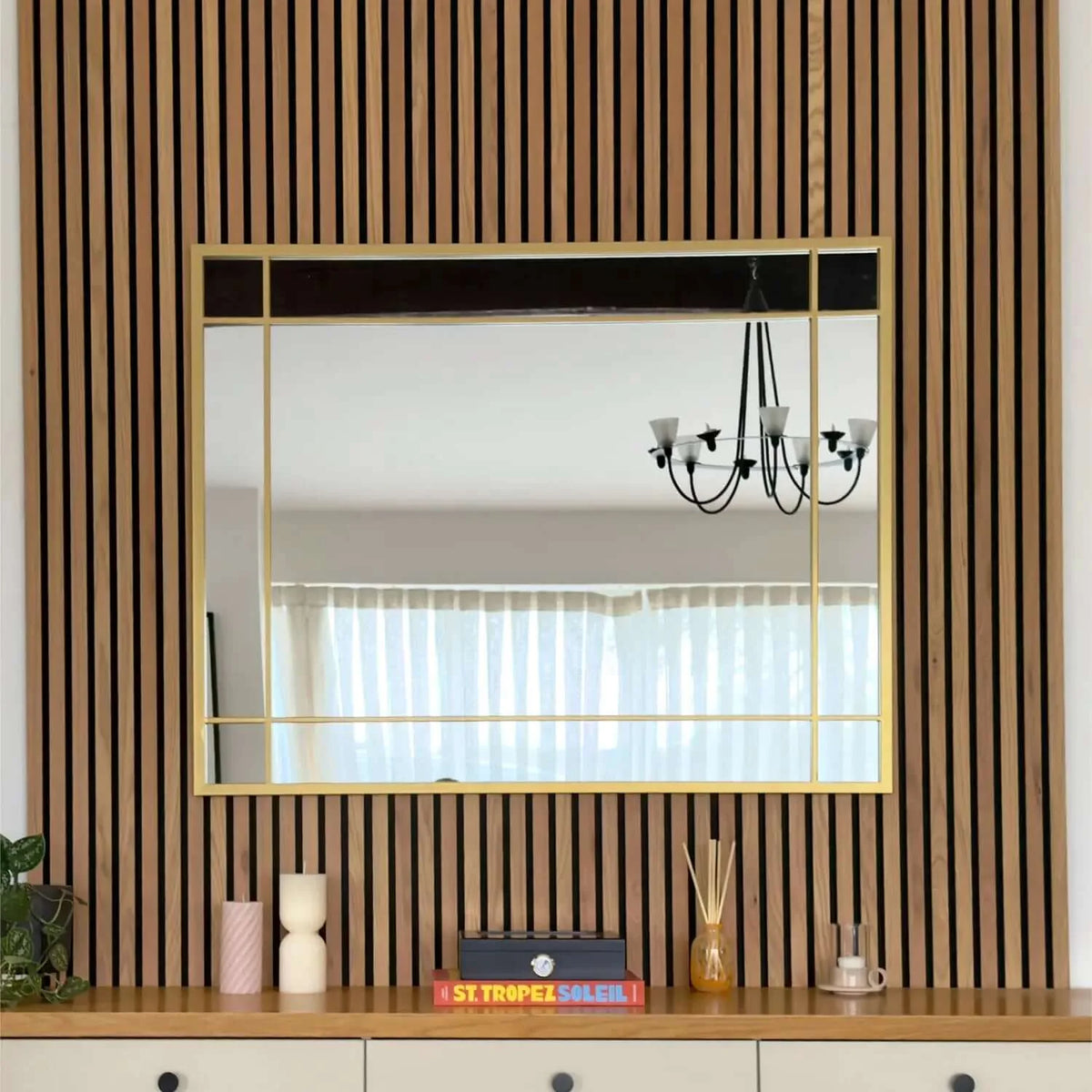 Aimi - Gold Metal Rectangle Window Mirror - 95cm x 120cm.