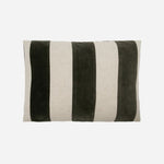 Amber Linen Velvet Handmade Cushion in Striped Green & Cream