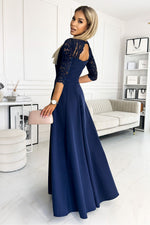 Numoco Amber Long Maxi Occasion Lace Top Dress | 10 Colours