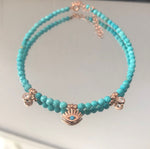 Anklets With Silver Beads Turquoise Anklet with eye charms