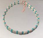 Anklets With Silver Beads Anklet with Turquoise and 3 different coloured silver beads