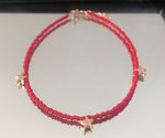 Anklets With Silver Beads Coral Anklet With Silver Star Charms