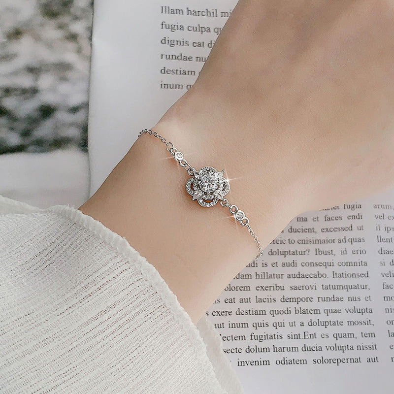 Aoife 925 Sterling Silver Diamond Four Leaf Clover Bracelet