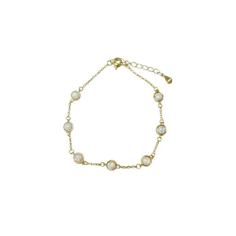 Aria 925 Sterling Silver Plated Dainty Opal Gem Bracelet