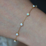 Aria 925 Sterling Silver Plated Dainty Opal Gem Bracelet Gold