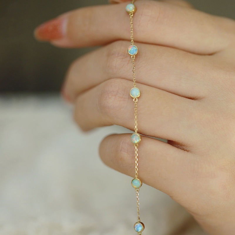 Aria 925 Sterling Silver Plated Dainty Opal Gem Bracelet