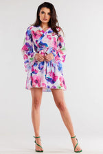 Awama Chiffon Kimono Daydress with Elastic Lining and Adjustable Belt