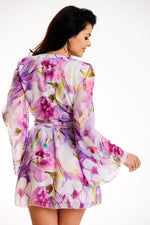 Awama Chiffon Kimono Daydress with Elastic Lining and Adjustable Belt