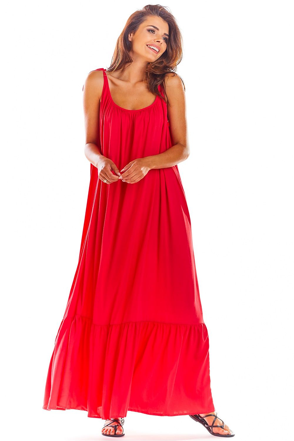 Awama Loose Oversized Daydress with Back Neckline and Flounced Bottom pink one-size-fits-all