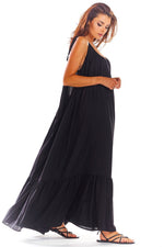 Awama Loose Oversized Daydress with Back Neckline and Flounced Bottom