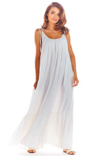 Awama Loose Oversized Daydress with Back Neckline and Flounced Bottom white one-size-fits-all
