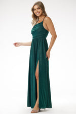 Awama Velour Sequin Evening Maxi Dress with Delicate Straps